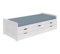 Lit Gigogne 90x200 avec Tiroirs en Bois Massif Cérusé Blanc - TOMMY - ALTOBUY Blanc G