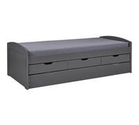STRADI - Lit Gigogne 90x200cm + 3 Tiroirs Vernis Gris