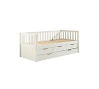 Lit Gigogne 90x200cm à Tiroirs en Pin Laqué Blanc - YAX -