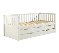 Lit Gigogne 90x200cm à Tiroirs en Pin Laqué Blanc - YAX - ALTOBUY Blanc G