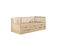 Lit Gigogne 90x200cm à Tiroirs en Pin Naturel - YAX -