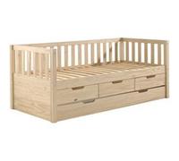 Lit Gigogne 90x200cm à Tiroirs en Pin Naturel - YAX - ALTOBUY Bois G
