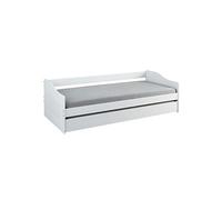 Lit Gigogne 90x200cm en Pin Massif Coloris Blanc - CANTARI -