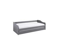 Lit Gigogne 90x200cm en Pin Massif Coloris Gris - CANTARI - ALTOBUY Gris G