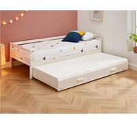 Lit gigogne AEDAN II - 2 x 90 x 190 cm - Pin massif et MDF - Blanchi