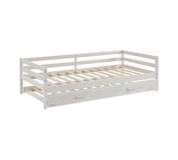Vente-unique - Lit gigogne 2 x 90 x 190 cm - Pin Massif et MDF - Blanchi à la Chaux - Aedan II