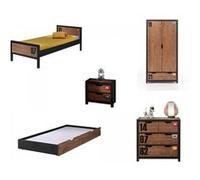 Lit gigogne 'Alex' avec armoire et commode Marron G