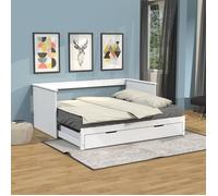 Lit gigogne ALFIO - 2 couchages 90x190 cm - Laqué blanc - Avec tiroirs - Montage facile