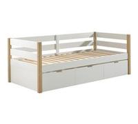 Lit gigogne altobuy 211 x 98.2 x 77 cm en bois sommier a lattes de couleur bois Blanc G