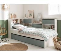 Lit Gigogne Avec Rangements Opus Blanc Et Vert Mousse 90X190