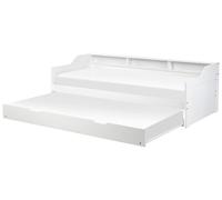 Lit Gigogne Blanc en Bois de Pin 1 Place 90 x 200 cm 2 Sommiers Extensible Edern