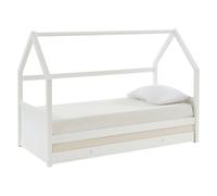 Lit gigogne cabane 2 x 90 x 190 cm - Pin - Blanc - HURRA