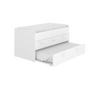 Lit gigogne double 90 x 190 cm en mélamine coloris blanc avec 3 tiroirs - Longueur 194.3 x Profondeur 95 x Hauteur 67.5 cm