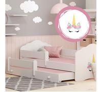 Lit gigogne double pour enfants FALA II 160x80 avec 2 matelas et 2 sommiers - avec motif licorne
