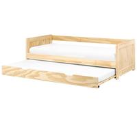 Lit Gigogne en Bois de Pin Coulissant 90 x 200 cm Lit d'Appoint avec Bois Clair Gravelines