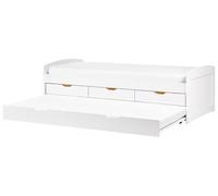 Lit Gigogne en Bois de Pin pour Enfants Tiroirs de Rangement Coulissant Blanc Pe