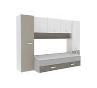 Lit gigogne enfant avec multiples rangements Décor argile 90 200 cm TIDY Mu