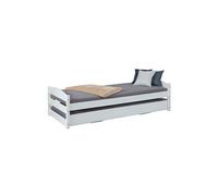 Lit gigogne enfant en pin massif coloris blanc - 90x 200 cm --