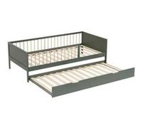 Lit gigogne happy garden 195 x 96 x 60 cm en contreplaque sommier a lattes pour 2 personnes de couleur vert Vert G