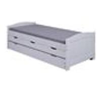 Lit gigogne 90x190 cm avec 3 tiroirs en pin massif blanc - CHAMBERY