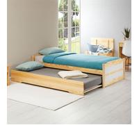 IDIMEX Lit gigogne Lorena 1 Personne tiroir lit Fonctionnel 90 x 190 cm pin Massif recouvert d'un Vernis Naturel et Blanc