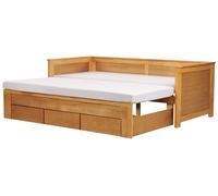 Lit Gigogne Moderne en Bois d'Hévéa 90/180 x 200 cm avec Rangement Bois Cla