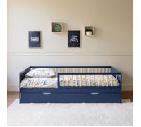 Happy Garden Lit gigogne en Bois Bleu foncé Adam, Couchage supplémentaire avec sommier à Lattes, rangeable sous sommier Principal