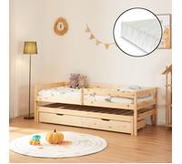 Lit gigogne pour enfant Sonkajärvi avec matelas à mousse froid bois de pin 90 x 200 cm naturel
