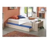 Lit gigogne pour un double couchage - Décor chêne - L94,6 x H50,5 x P203 cm - Fabriqué en Allemagne