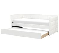 Lit Gigogne Simple avec Cadre à Lattes 90 x 200 cm en Velours Blanc Cassé Chavon