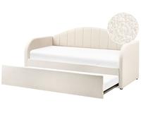 Lit Gigogne Simple avec Sommier à Lattes 90 x 200 cm Rembourré en Tissu Bou