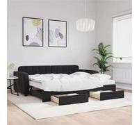 Lit gigogne vidaxl 224 x 100 x 71 cm en velours de couleur Noir G