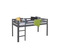 Lit superposé avec matelas et sommier à lattes 90x200 cm Lit d'enfant Lit mezzanine Gris Pin