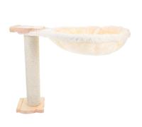 Lit Hamac pour Chat de Cuillère, Beige, avec Poteau | Revêtement en Lint, Design Moderne Multi-usages, Remplacement Facile, pour Chatons et Chats