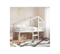 vidaXL Lit haut avec toit blanc 90x190 cm bois de pin massif