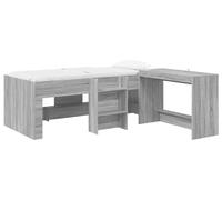 Lit haut pour enfants avec bureau 2 pc Sonoma gris