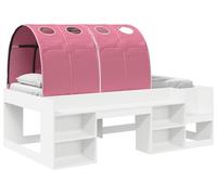 Lit haut pour enfants avec rangement Blanc et rose