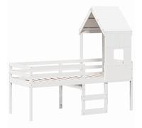 Lit haut sans matelas blanc 90x200 cm bois de pin massif