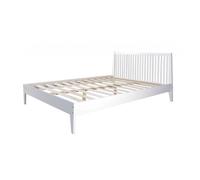 Homestyle4u Lit Double en Bois Massif 140x200cm Blanc pin lit futon a Lattes Cadre de lit