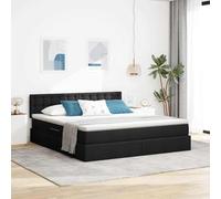 Lit hydraulique de Rangement avec Matelas Moderne Noir 180 x 200 cm | Lit avec Rangement et LED avec Matelas Noir 180x200 cm Tissu Super King Hydraulique avec Tete de Lit et Eclairage RGB Moderne