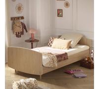 Lit Junior 190x90cm Avec Sommier Et Matelas Inclus - Décor Bois Chêne Vintage - My Love Marron 90X190