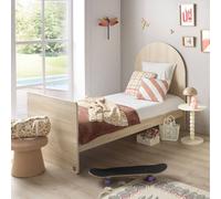Lit Junior 90x190 Avec Sommier Et Matelas - Décor Bois - Tête De Lit Forme Arche - Arche Marron 90X190