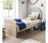 Lit Junior 90x190 Avec Sommier Et Matelas - Décor Bois - Tête De Lit Forme Arche - Arche Vert/marron 90X190