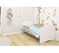 Lit junior ACMA II Lit enfant 180 x 80 cm Lit junior Ensemble complet avec matelas Sommier à lattes et barrière de sécurité Blanc / Chêne Sonoma , Chambre d'enfant