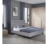 Lit LACANAU 140x190 + sommier / Gris clair