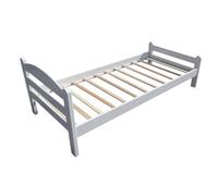Lit LASSY, pour matelas 180x200, avec sommier à lattes, hêtre massif blanc