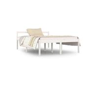 vidaXL Cadre de lit Blanc Bois de pin massif 135x190 cm Double