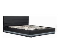 Lit LED avec coffre ""Anastasia"" - 140 x 190 cm - Noir