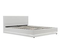 Habitat et Jardin - Lit Double LED Anastasia en Simili Blanc avec Coffre Rangements 160 x 200 cm | Cadre de Lit 2 Places Design | Sommier à Lattes et Tête de Lit Inclus