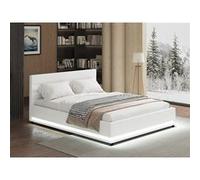 Habitat et Jardin - Lit double Anastasia - LED, coffre, sommier à lattes - 160 x 200 cm - Blanc